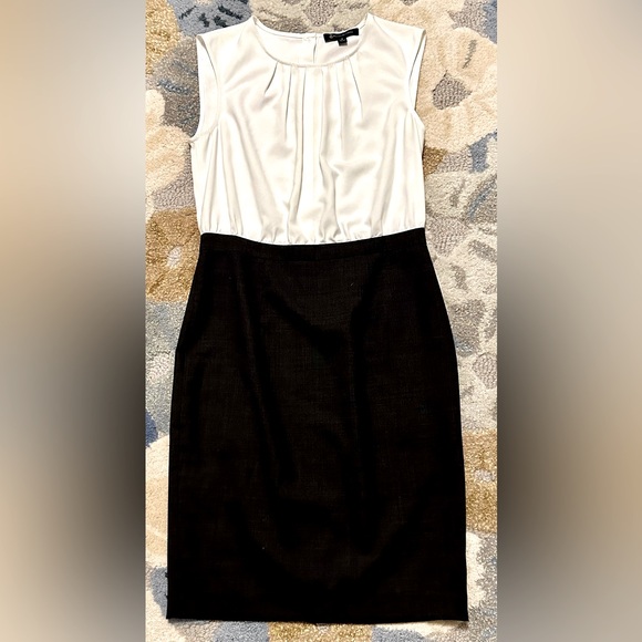 Brooks Brothers Sleeveless Black/White Color Block Button Back Sheath Dress - Picture 3 of 8